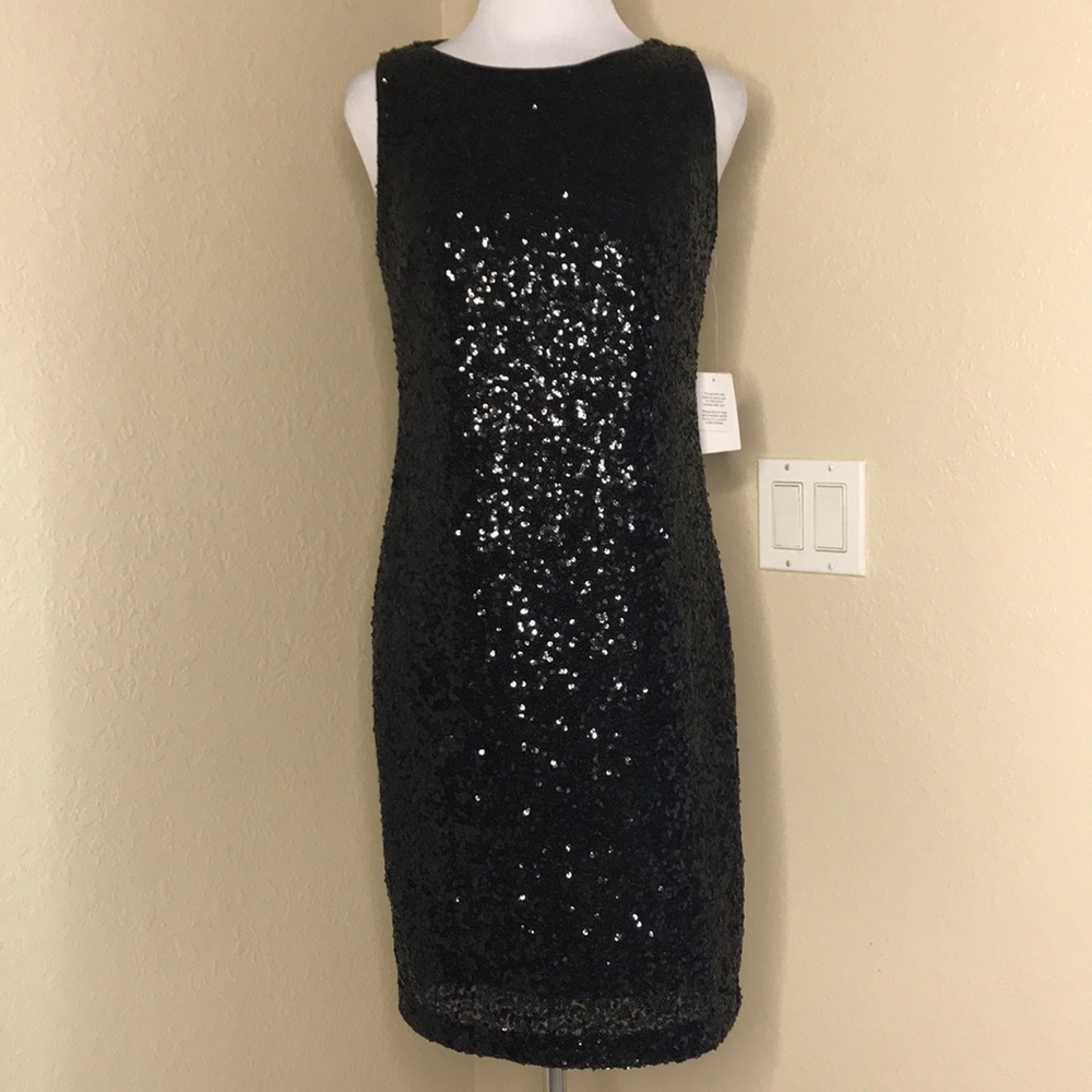Carmen Marc Valvo | Black Sequins Mini  Dress